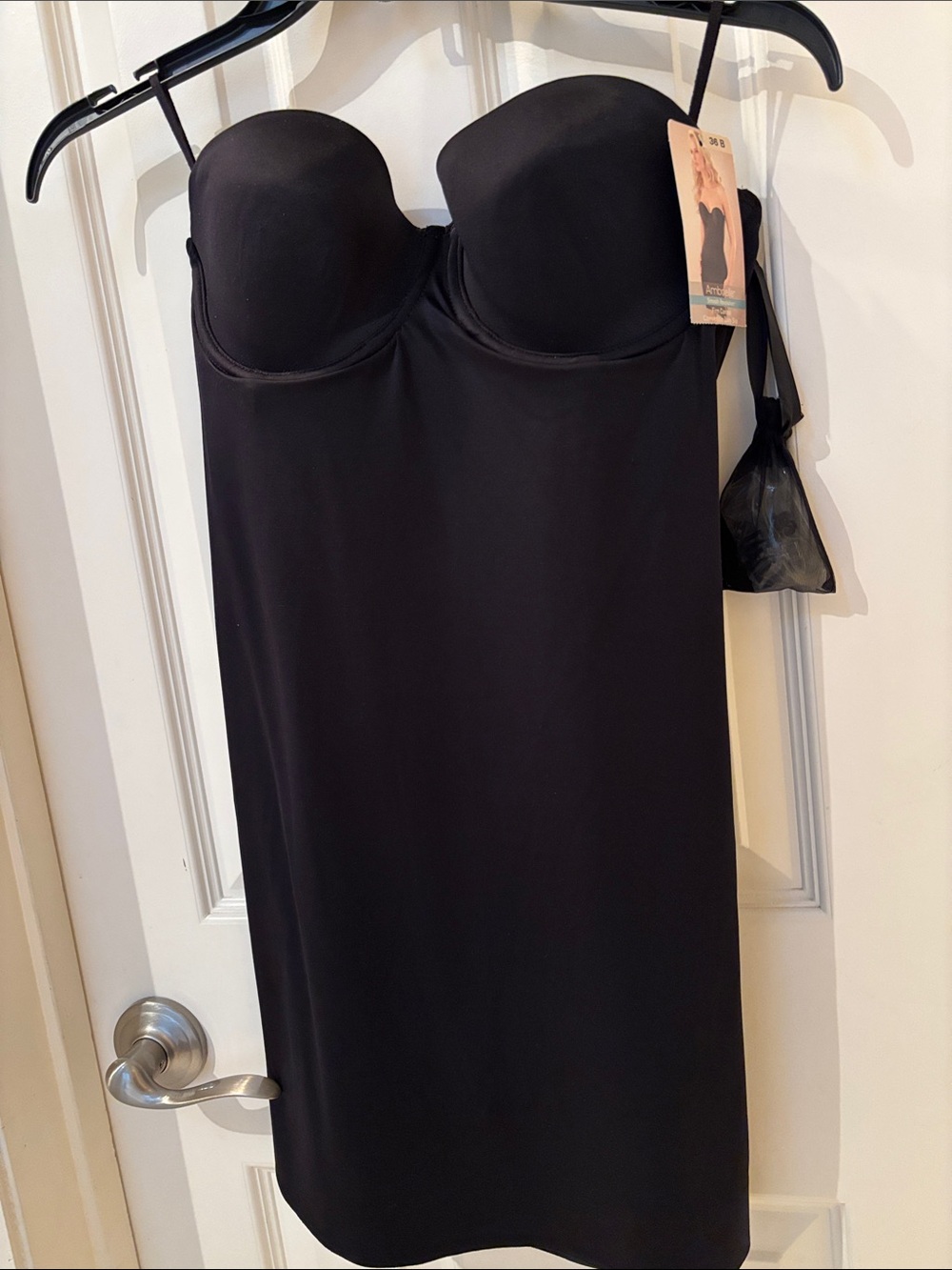 Ambrielle Black Strapless Slip with Built-In Cups
